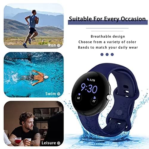 Eiavike Silicone Band for Google Pixel Watch 41mm (Large, Navy Blue) | Breathable & Durable Replacement Strap thumbnail 5