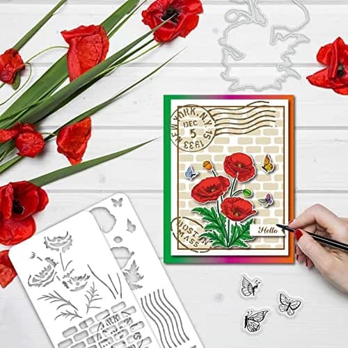 ORIGACH Realistic Corn Poppy Stamps & Dies & Layering Coloring Stencil Set | Crafting Kit for Scrapbooking & Card Making thumbnail 5