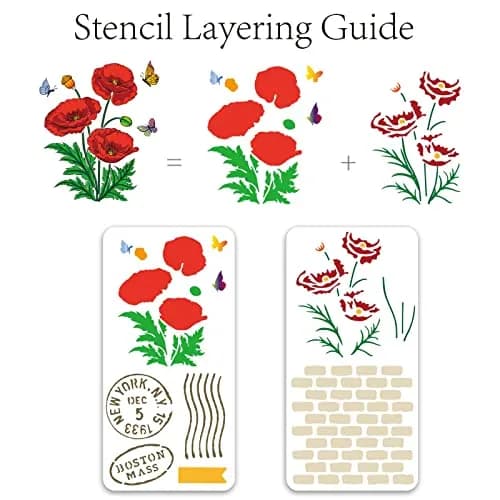 ORIGACH Realistic Corn Poppy Stamps & Dies & Layering Coloring Stencil Set | Crafting Kit for Scrapbooking & Card Making thumbnail 3