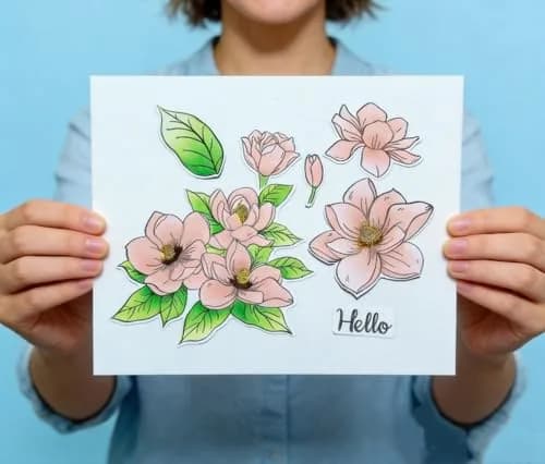 ORIGACH Realistic Magnolia Stamps & Dies & Layering Coloring Stencil Set | Scrapbooking & Card Making (70-120 chars) thumbnail 6