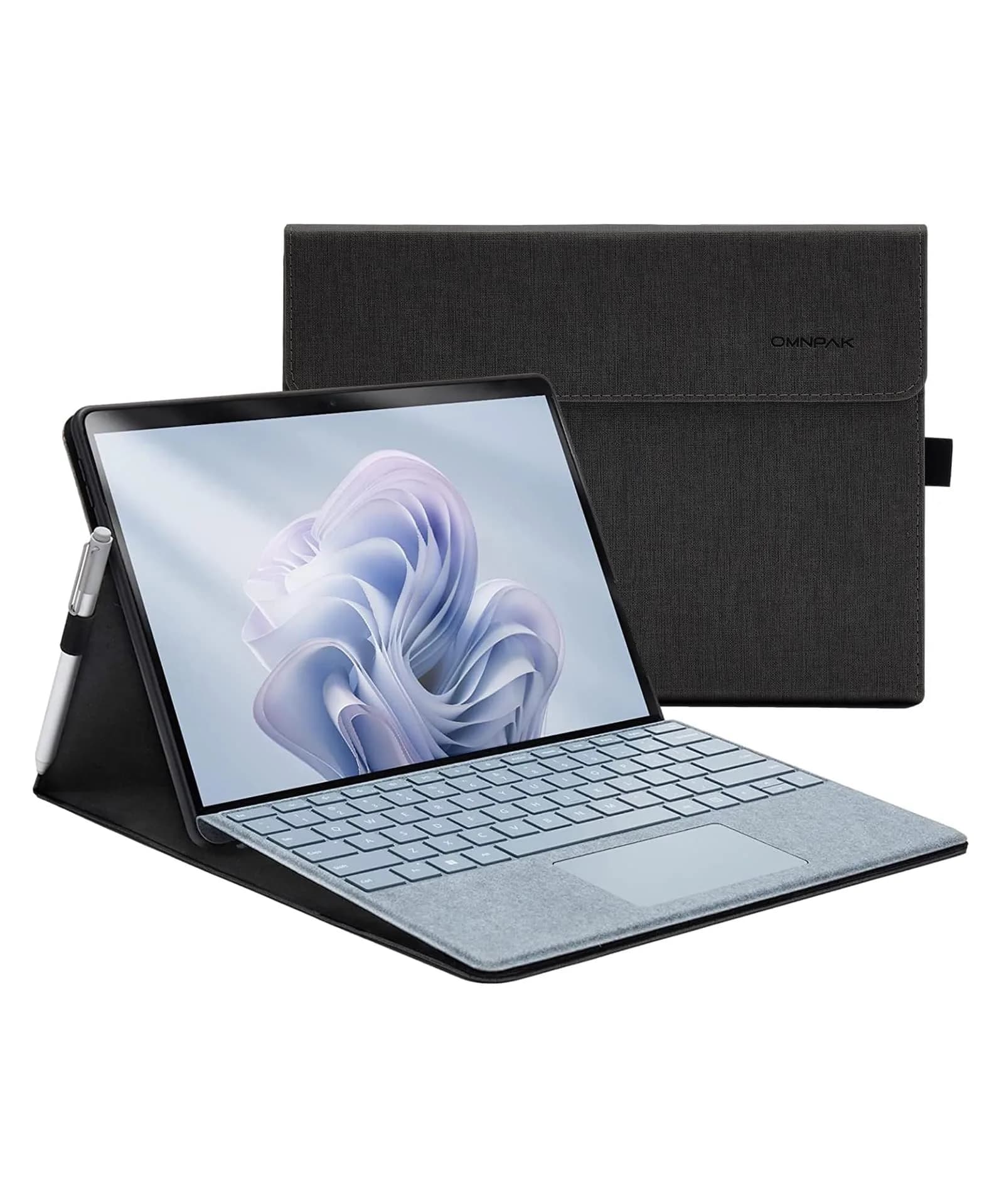 Omnpak Black Case for 13-inch Surface Pro 11/10/9 | Protective Cover with Stand & Stylus Holder - main product image