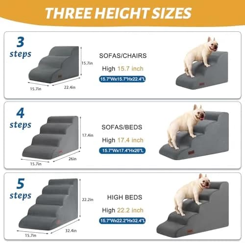 aodisman Dog Stairs for Small Dogs and Cats | 3-Step Pet Ramp for Bed & Couch with Non-Slip Design thumbnail 3
