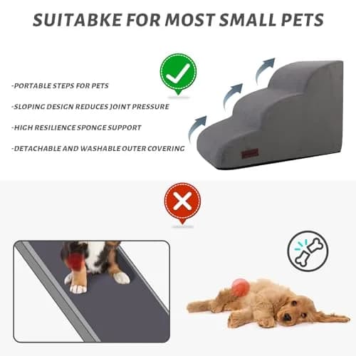 aodisman Dog Stairs for Small Dogs and Cats | 3-Step Pet Ramp for Bed & Couch with Non-Slip Design thumbnail 4
