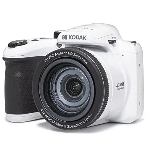 KODAK PIXPRO AZ405 20MP Digital Camera, 40x Optical Zoom, 24mm Wide Angle, 1080p HD Video, White | Travel-Ready Bridge Camera — White