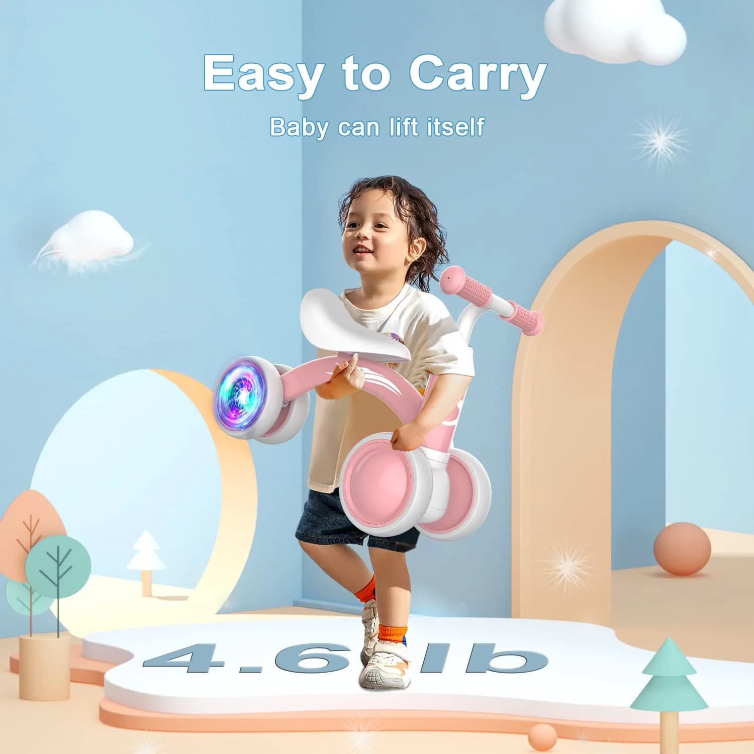 Gamfeiny Colorful Lighting Baby Balance Bike | 10-36 Months Toddler Ride-On Toy - view 6