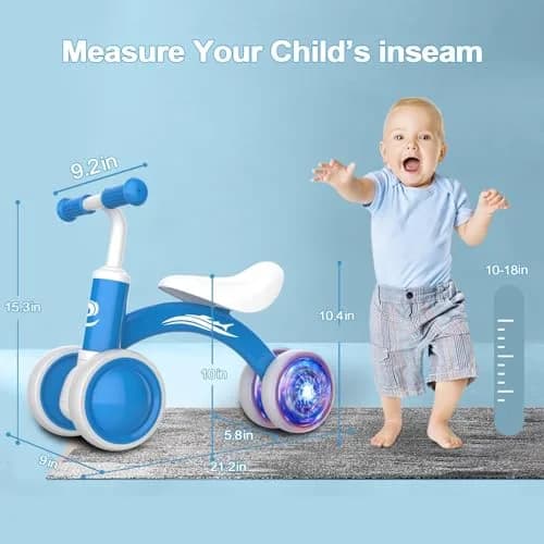 Gamfeiny Colorful Lighting Baby Balance Bike | 10-36 Months Toddler First Riding Toy thumbnail 2