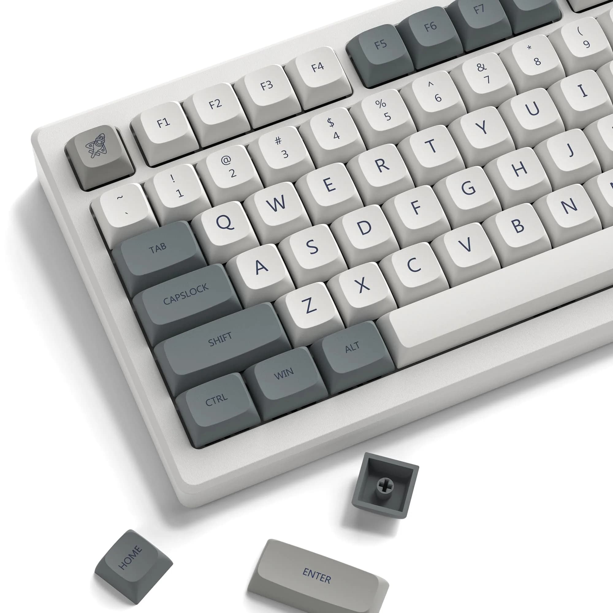 dagaladoo Double Shot PBT keycaps Purple, Cherry Profile Keyboard Keycaps | Gradient Purple, 132 Keys — Retro Grey (XDA)