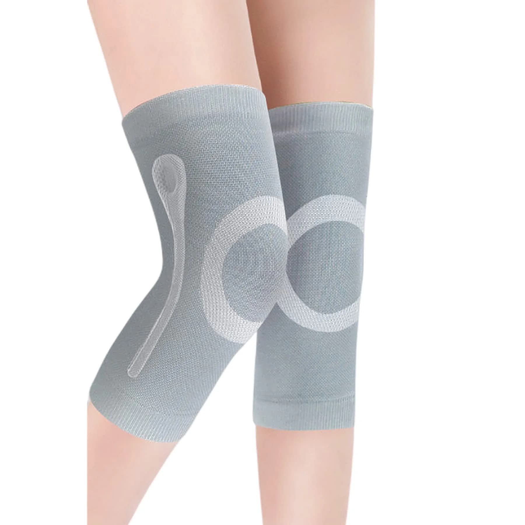 JUMISEE X Gray Knee Sleeves with Silicone Gel Spring Support, Medium (1 Pair) - main product image