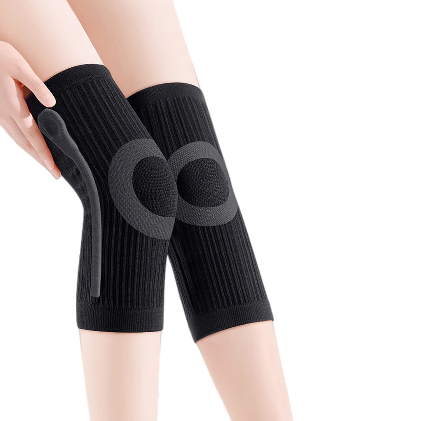 JUMISEE Large X Black Knee Sleeves with Silicone Gel Spring Support (1 Pair) - view 2