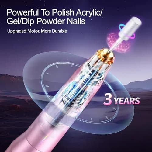 Melodly Electric Nail Drill Kit, 20000 RPM Portable USB Efile Nail File for Acrylic Gel Nails | Professional Salon Quality thumbnail 3