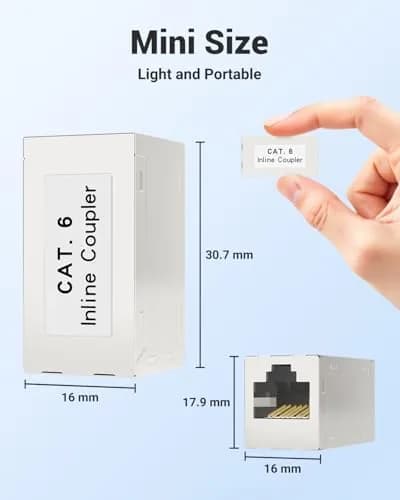 VCELINK RJ45 Shielded Coupler, CAT6 Ethernet Extender, 2-Pack | 1Gbps High-Speed Transmission thumbnail 6