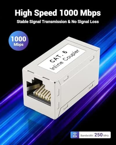 VCELINK RJ45 Shielded Coupler, CAT6 Ethernet Extender, 2-Pack | 1Gbps High-Speed Transmission thumbnail 2