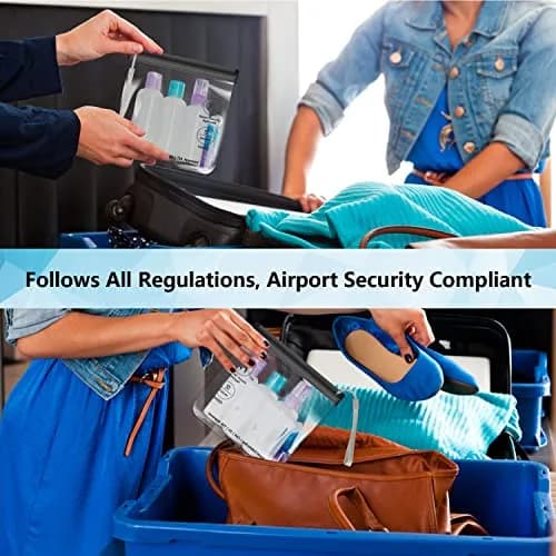 SLIJAR 4Pcs Clear TSA Approved Security Toiletry Bag Quart Size (Black) | Leakproof & Compliant thumbnail 5