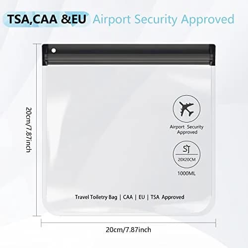 SLIJAR 4Pcs Clear TSA Approved Security Toiletry Bag Quart Size (Black) | Leakproof & Compliant thumbnail 2