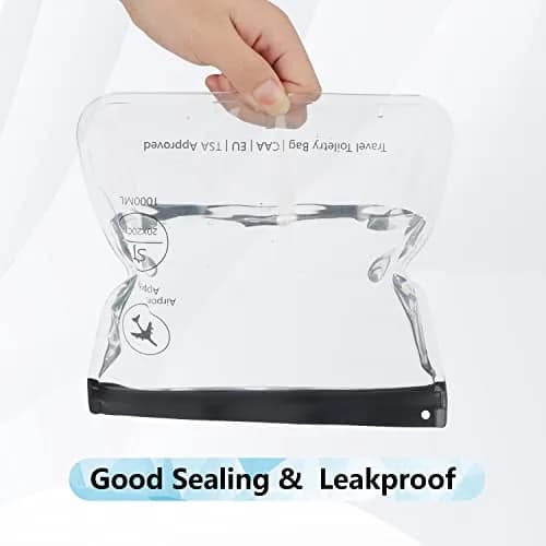 SLIJAR 4Pcs Clear TSA Approved Security Toiletry Bag Quart Size (Black) | Leakproof & Compliant thumbnail 3