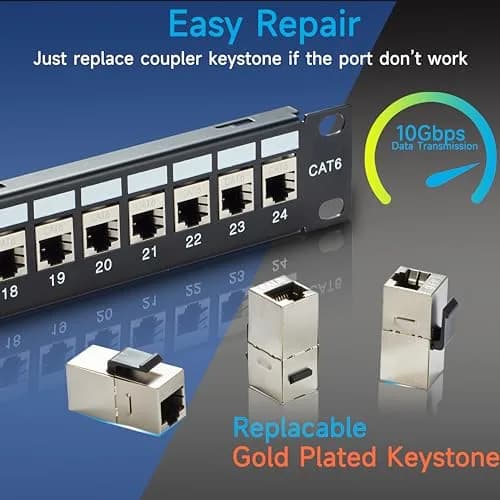Lysymixs 24 Port STP Cat 6 Patch Panel 19 Inch Rack Mountable | 10 Gigabit Speed Transmission thumbnail 5