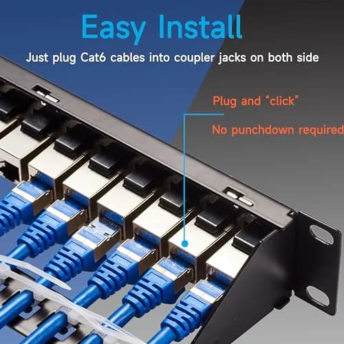 Lysymixs 24 Port STP Cat 6 Patch Panel 19 Inch Rack Mountable | 10 Gigabit Speed Transmission thumbnail 3