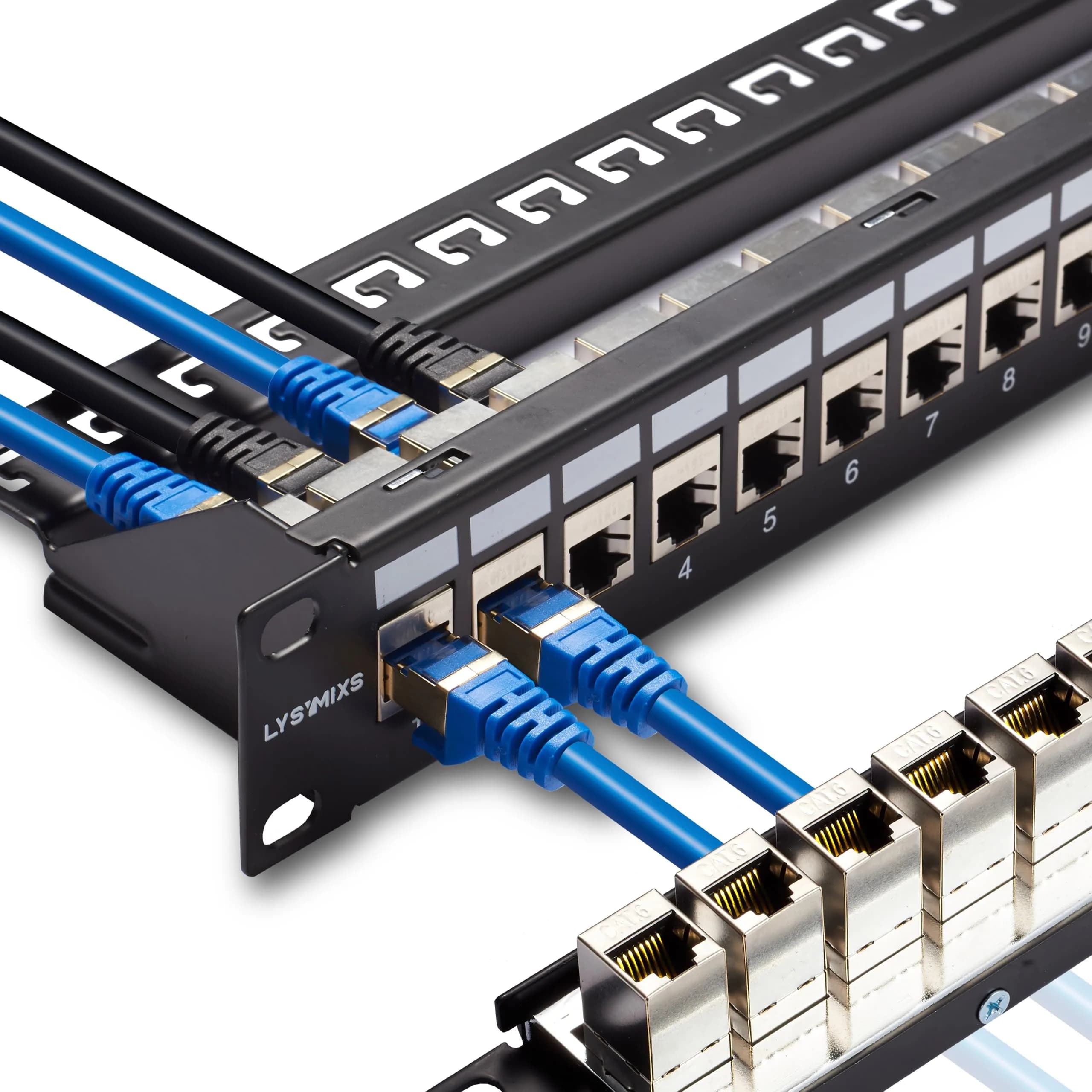 Lysymixs 24 Port STP Cat 6 Patch Panel 19 Inch Rack Mountable | 10 Gigabit Speed Transmission - main product image