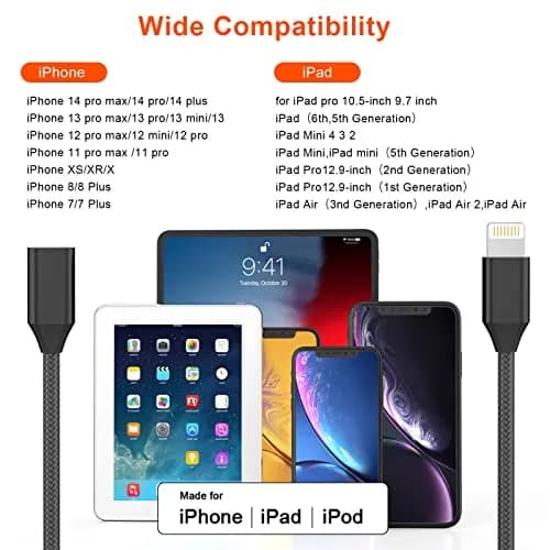 DESOFICON MFi Certified Lightning Extension Cable 1M (3.3FT) | Passes Video, Data, Audio thumbnail 6