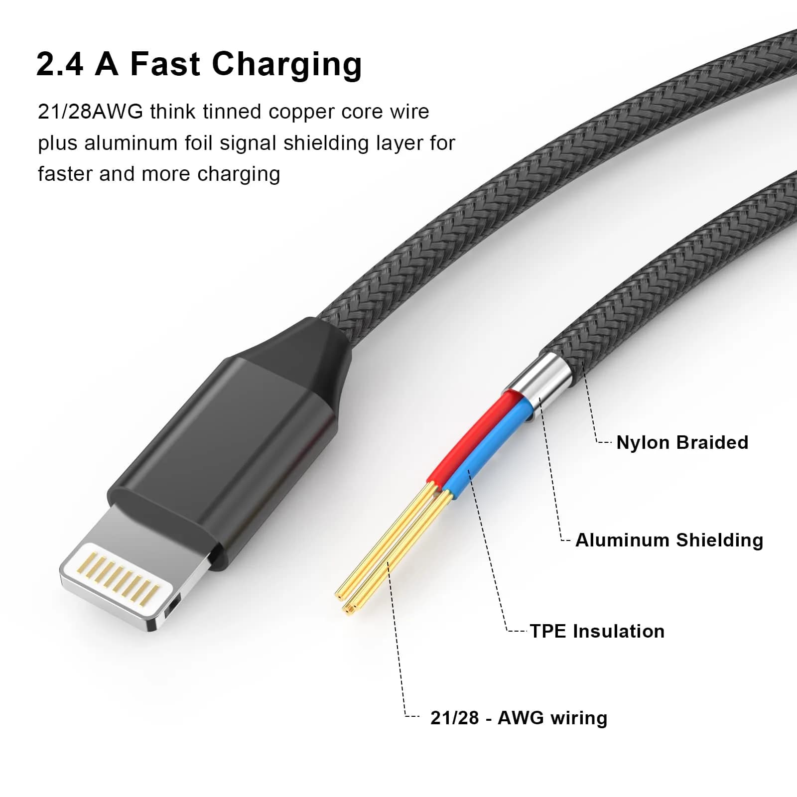 DESOFICON MFi Certified Lightning Extension Cable 1M (3.3FT) | Passes Video, Data, Audio - view 3