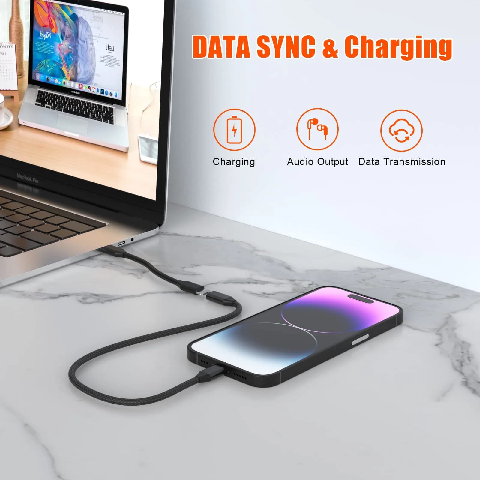 DESOFICON MFi Certified Lightning Extension Cable 1M (3.3FT) | Passes Video, Data, Audio - view 4