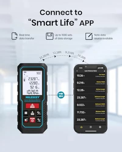 MILESEEY D5 APP Laser Measure 229ft (69.8m) with Angle Sensor & App Connectivity | Real-time Data Transfer & Floor Plan Sketching thumbnail 2