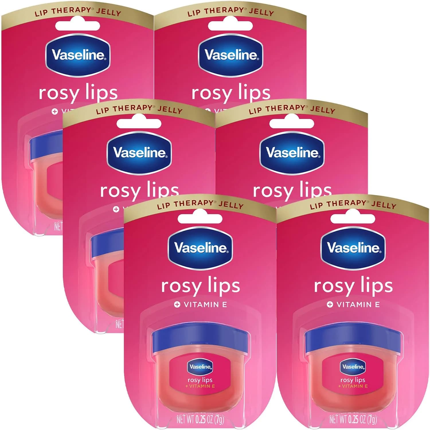 Vaseline Lip Therapy Rosy Lips Tinted Lip Balm - 0.25 oz Pack of 6 — 0.25 Ounce