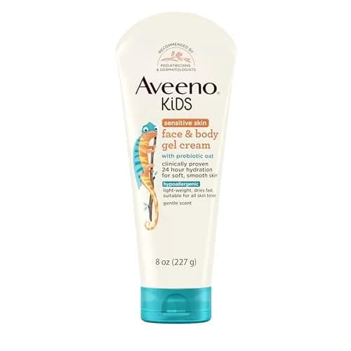 Aveeno Baby Kids Sensitive Skin Face & Body Gel Cream 237ml (8 oz) | Hypoallergenic & 24-Hour Hydration — 8 Ounce