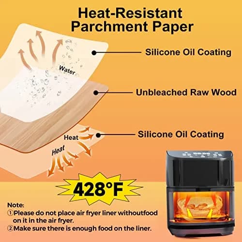 ctizne Air Fryer Liners Disposable 9IN Round | Oil Proof & Non-Stick for 8-10QT thumbnail 4