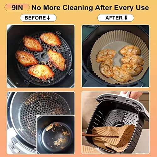 ctizne Air Fryer Liners Disposable 9IN Round | Oil Proof & Non-Stick for 8-10QT thumbnail 6