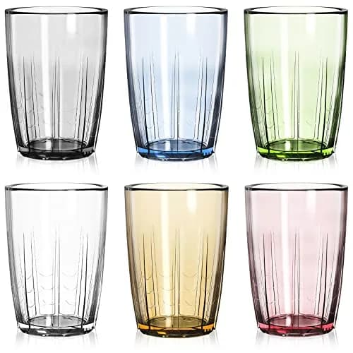 ZEAYEA Set of 6 Acrylic Drinking Cups, 14 oz | Unbreakable, Reusable, Stackable Water Glasses for Indoors & Outdoors thumbnail 1