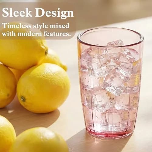 ZEAYEA Set of 6 Acrylic Drinking Cups, 14 oz | Unbreakable, Reusable, Stackable Water Glasses for Indoors & Outdoors thumbnail 5