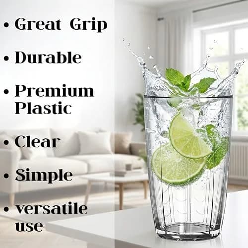 ZEAYEA Set of 6 Acrylic Drinking Cups, 14 oz | Unbreakable, Reusable, Stackable Water Glasses for Indoors & Outdoors thumbnail 6