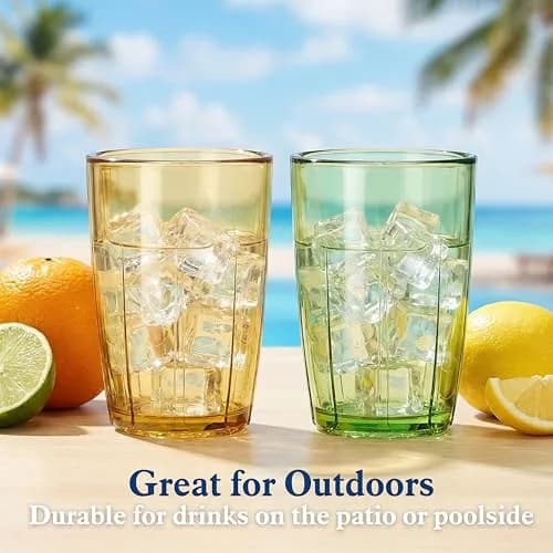 ZEAYEA Set of 6 Acrylic Drinking Cups, 14 oz | Unbreakable, Reusable, Stackable Water Glasses for Indoors & Outdoors thumbnail 7