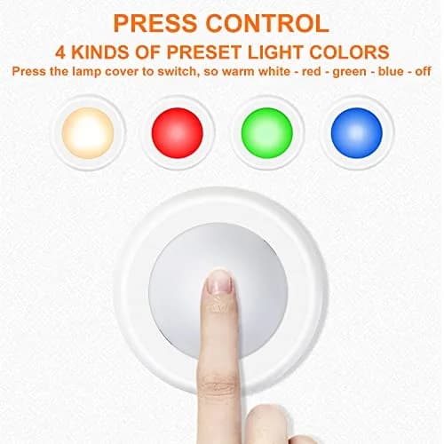 SIXDEFLY Wireless LED Puck Lights 6 Pack, 16 Color Changing, 40mm (1.57in) Diameter, Remote Control, Battery Powered thumbnail 3