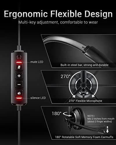 awatrue EH05-U Wired USB Headset with Noise Cancelling Microphone | 4 oz Lightweight On-Ear Computer Headset thumbnail 4