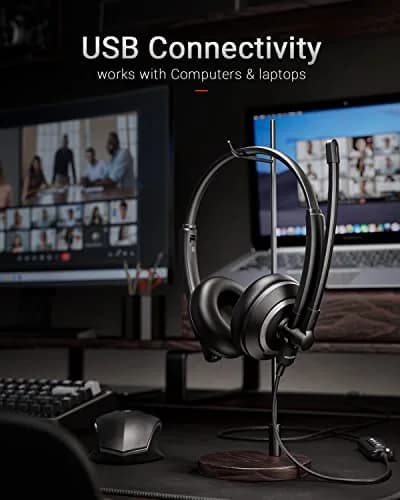 awatrue EH05-U Wired USB Headset with Noise Cancelling Microphone | 4 oz Lightweight On-Ear Computer Headset thumbnail 6