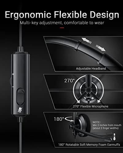 awatrue Wired Headset with Noise Cancelling Microphone | 181g (0.4lb) thumbnail 3