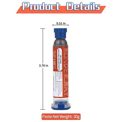 Wonderway Sn42/Bi58 T4 Lead Free Solder Paste 30g | No Clean, 138℃ Melting Point, USA Import thumbnail 2