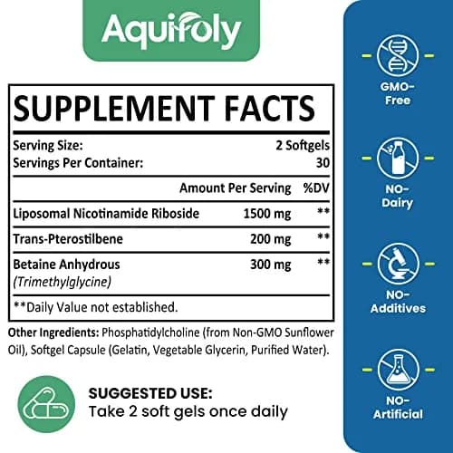 Aesticum Liposomal Nicotinamide Riboside Supplement 2000 mg | NAD+ Boost & Cellular Energy (120 Softgels) thumbnail 2