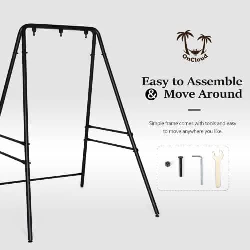 ONCLOUD Upgraded Hammock Chair Stand Metal Swing Frame, Heavy Duty Steel, Black | Indoor & Outdoor Support thumbnail 8