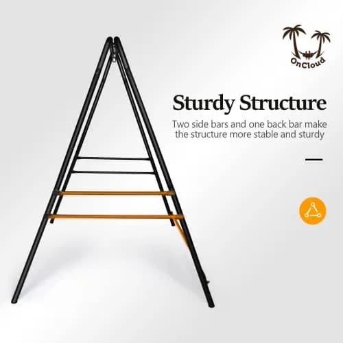 ONCLOUD Upgraded Hammock Chair Stand Metal Swing Frame, Heavy Duty Steel, Black | Indoor & Outdoor Support thumbnail 2