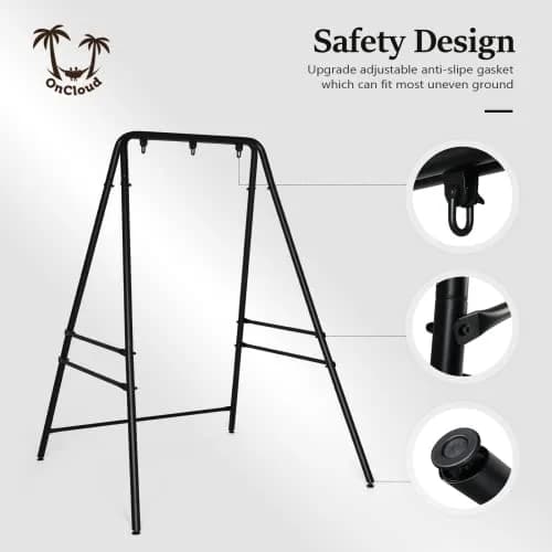 ONCLOUD Upgraded Hammock Chair Stand Metal Swing Frame, Heavy Duty Steel, Black | Indoor & Outdoor Support thumbnail 3