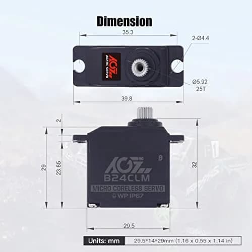 AGFRC B24CLM 6KG Waterproof Micro Servo for 1/16 RC | High Torque & IP67 Rated thumbnail 5