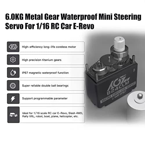 AGFRC B24CLM 6KG Waterproof Micro Servo for 1/16 RC | High Torque & IP67 Rated thumbnail 3