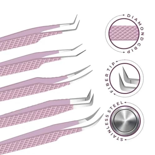 GMI TWEEZERS Fiber Tip Lash Tweezers for Eyelash Extensions | Precise, Stainless Steel, Pink thumbnail 5