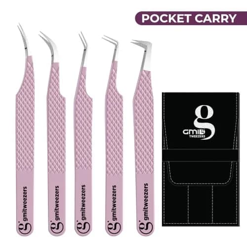 GMI TWEEZERS Fiber Tip Lash Tweezers for Eyelash Extensions | Precise, Stainless Steel, Pink thumbnail 2