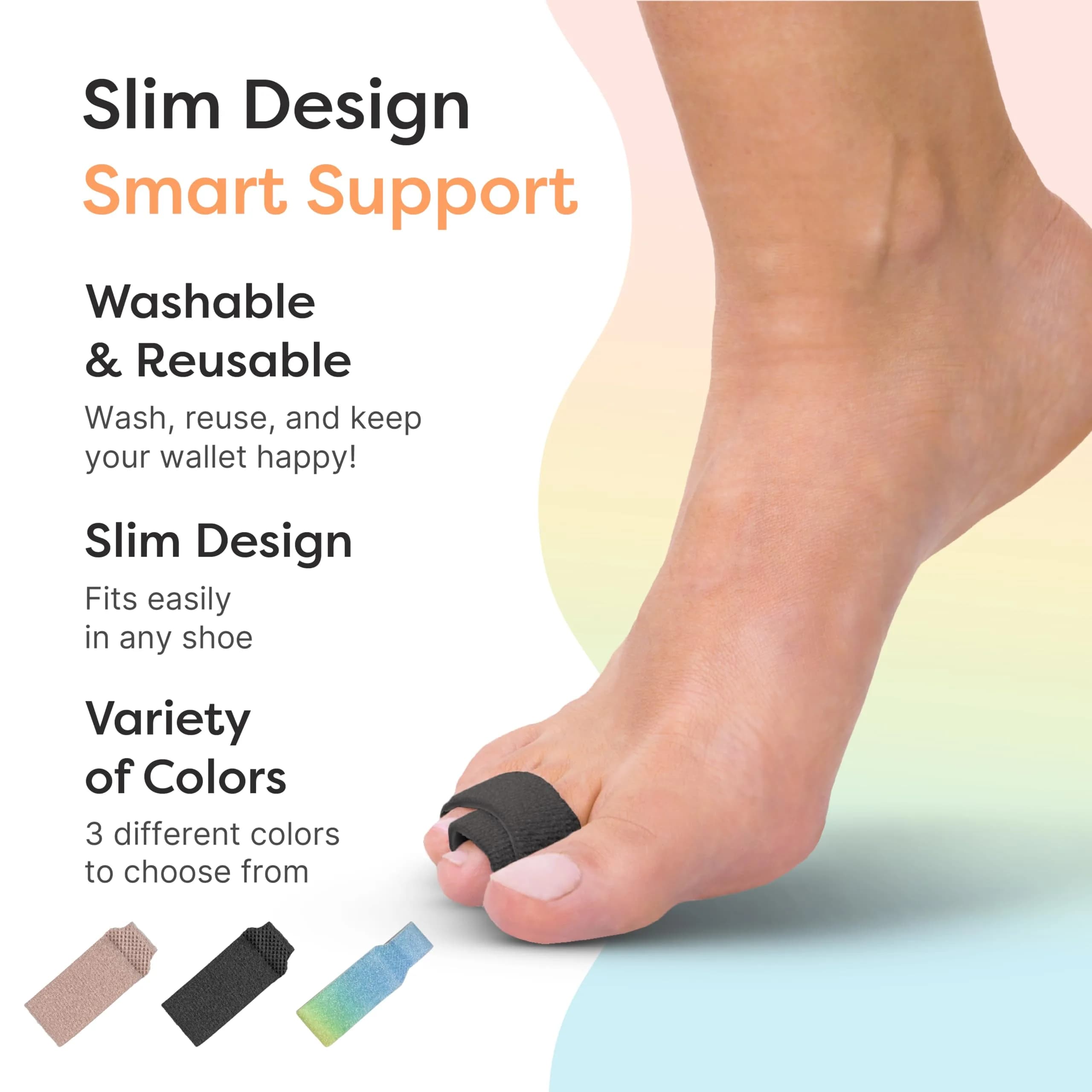 ZenToes Hammer Toe Corrector Wraps for Women & Men - 4 Count Black | Reusable Fabric Buddy Splint for Broken Toes - view 5