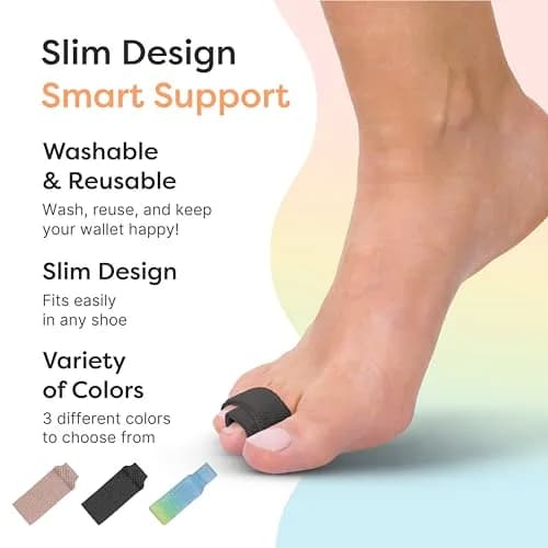 ZenToes Hammer Toe Corrector Wraps for Women & Men - 4 Count Black | Reusable Fabric Buddy Splint for Broken Toes thumbnail 5