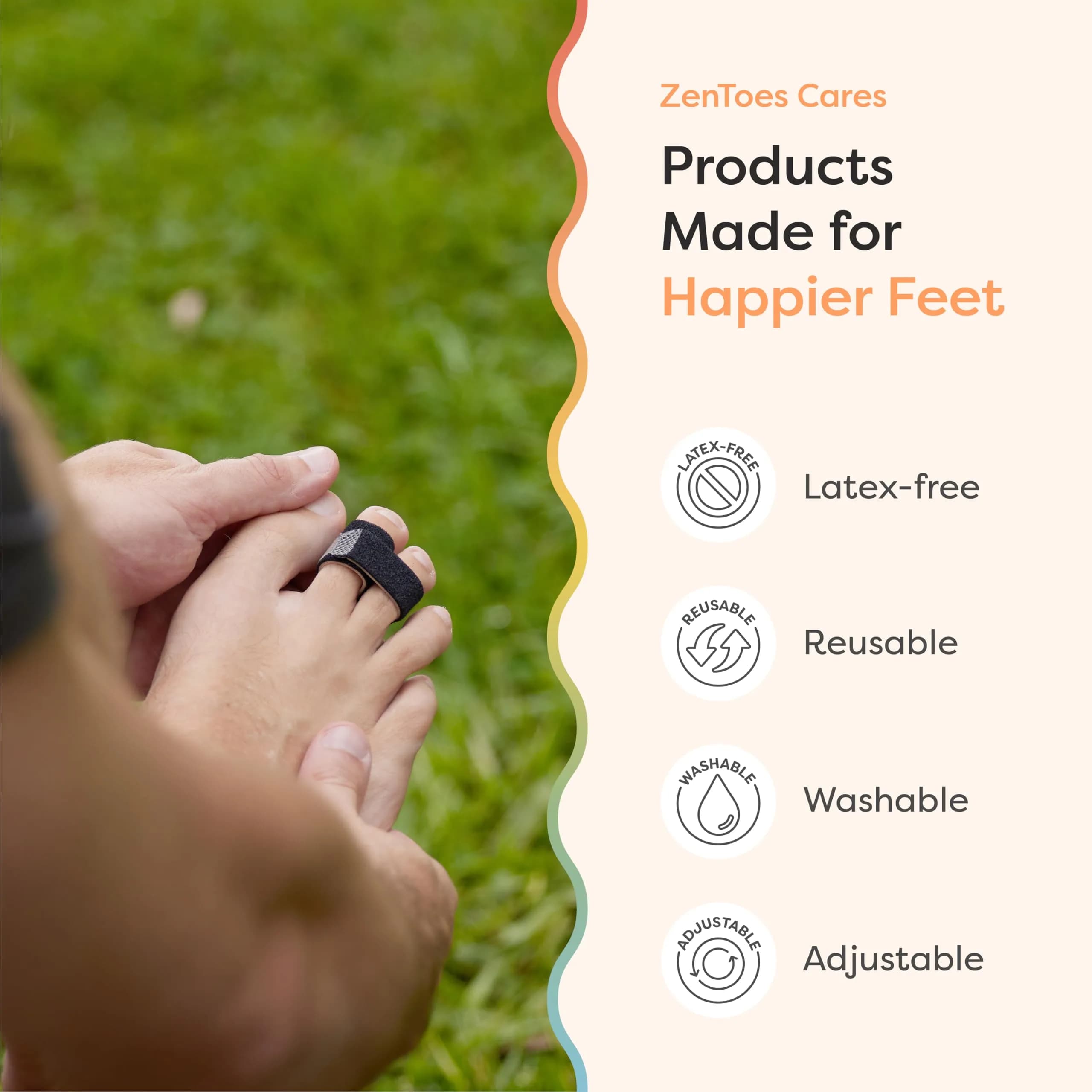 ZenToes Hammer Toe Corrector Wraps for Women & Men - 4 Count Black | Reusable Fabric Buddy Splint for Broken Toes - view 7